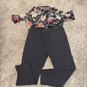 Floral Top and grey dress pants set